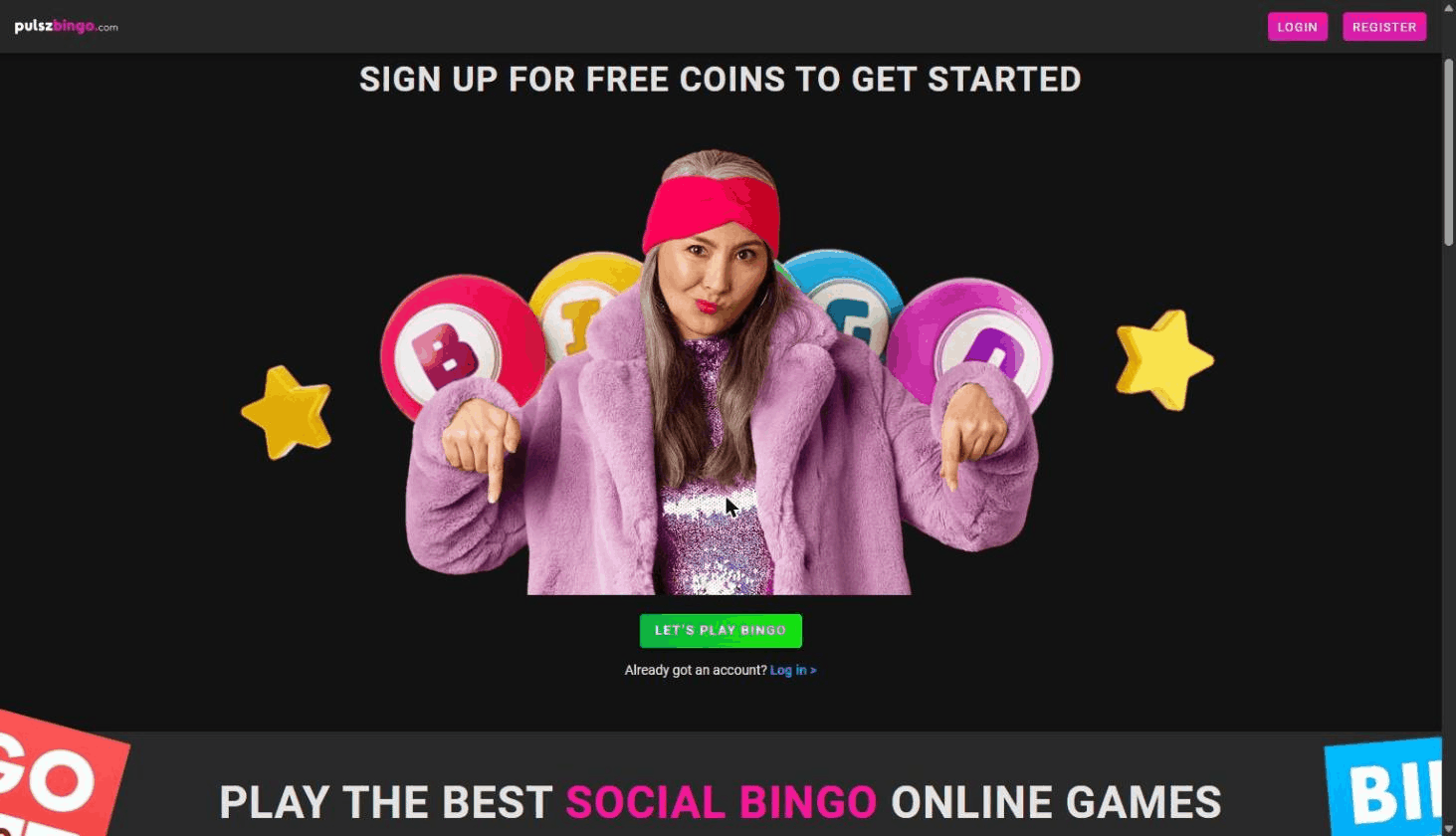 Animated scroll through the Pulsz Bingo homepage as seen from New Zealand in September 2026